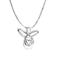 Sterling Silver Angel with Heart Pendant Necklace, 18 Sterling Silver Angel with Heart Pendant Necklace, 18