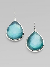 From the Silver Wonderland Collection. A faceted quartz teardrop in soft denim blue is backed by a mother-of-pearl disc, gracefully set in sterling silver. Quartz and mother-of-pearl Sterling silver Drop, about 1 Ear wire Imported From the Silver Wonderland Collection. A faceted quartz teardrop in soft denim blue is backed by a mother-of-pearl disc, gracefully set in sterling silver. Quartz and mother-of-pearl Sterling silver Drop, about 1 Ear wire Imported