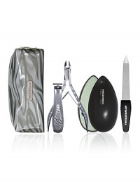 EXCLUSIVELY AT SAKS. Bring out your animal instincts and add sleek sophistication to your beauty routine with the new Satin Etched Zebra Print Mani-Pedi Kit, featuring four must-have beauty essentials to achieve picture perfect hands and feet. Housed in a gorgeously designed, easy-to-clean zebra print cosmetic case. EXCLUSIVELY AT SAKS. Bring out your animal instincts and add sleek sophistication to your beauty routine with the new Satin Etched Zebra Print Mani-Pedi Kit, featuring four must-have beauty essentials to achieve picture perfect hands and feet. Housed in a gorgeously designed, easy-to-clean zebra print cosmetic case.