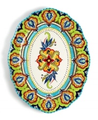 Spice up entrees with the Bocca oval platter. Featuring energizing florals in dishwasher- and microwave-safe earthenware for bold style and convenience. Spice up entrees with the Bocca oval platter. Featuring energizing florals in dishwasher- and microwave-safe earthenware for bold style and convenience.