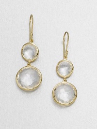 From the Gelato Collection. Double drops of faceted clear quartz in 18K yellow gold settings.Clear quartz 18K yellow gold Length, about 1¾ Width, about ½ Earwires Imported From the Gelato Collection. Double drops of faceted clear quartz in 18K yellow gold settings.Clear quartz 18K yellow gold Length, about 1¾ Width, about ½ Earwires Imported