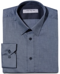 Give your look modern edge with the contrast stripes of this updated dress shirt from Marc New York. Give your look modern edge with the contrast stripes of this updated dress shirt from Marc New York.