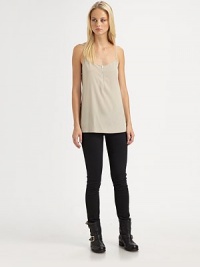 Silk scoopneck with a unique zipper detail and lengthy silhouette. Zippered scoopneckAdjustable spaghetti strapsLonger length hits below the hipsSilkDry cleanImportedModel shown is 5'9½ (176cm) wearing US size Small. Silk scoopneck with a unique zipper detail and lengthy silhouette. Zippered scoopneckAdjustable spaghetti strapsLonger length hits below the hipsSilkDry cleanImportedModel shown is 5'9½ (176cm) wearing US size Small.