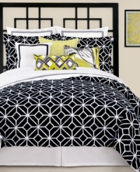 Black and white chic. A latticework design creates a bold look in this Black Trellis duvet cover set from Trina Turk for a decidedly contemporary appeal. Button closure. Black and white chic. A latticework design creates a bold look in this Black Trellis duvet cover set from Trina Turk for a decidedly contemporary appeal. Button closure.