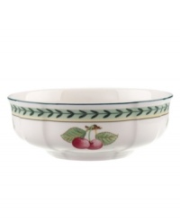 French Garden accessory pieces complement-and complete-the mix-and-match dinnerware and dishes from Villeroy & Boch. In Fleurence, with a pale yellow center and summer fruits around the rim. French Garden accessory pieces complement-and complete-the mix-and-match dinnerware and dishes from Villeroy & Boch. In Fleurence, with a pale yellow center and summer fruits around the rim.