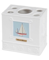 Set sail for uncharted bath decor with this nautical-themed toothbrush holder from Creative Bath. Emblazoned with a seafaring schooner, this charming piece docks beautifully in any bathroom. Set sail for uncharted bath decor with this nautical-themed toothbrush holder from Creative Bath. Emblazoned with a seafaring schooner, this charming piece docks beautifully in any bathroom.