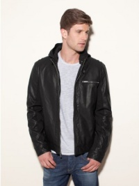 GUESS Patterson Hooded Faux-Leather Jacket GUESS Patterson Hooded Faux-Leather Jacket