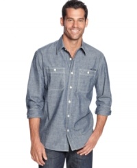 A workwear staple for the contemporary dresser. Slip into Field & Stream's lightweight chambray shirt for an easy, no-fuss classic look. A workwear staple for the contemporary dresser. Slip into Field & Stream's lightweight chambray shirt for an easy, no-fuss classic look.