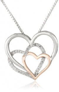 XPY Sterling Silver and 14k Pink Gold Diamond Triple Heart Pendant Necklace, 18 XPY Sterling Silver and 14k Pink Gold Diamond Triple Heart Pendant Necklace, 18