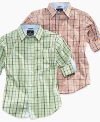 Prep him in plaid. He'll look good in this Nautica shirt no matter what he ends up doing during the day. Prep him in plaid. He'll look good in this Nautica shirt no matter what he ends up doing during the day.