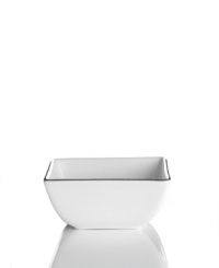 Simply elegant for everyday meals but with a banded edge that shines on formal tables, the Platinum Fine Line square berry bowl is a flawless choice for every occasion. Simply elegant for everyday meals but with a banded edge that shines on formal tables, the Platinum Fine Line square berry bowl is a flawless choice for every occasion.