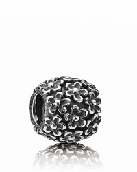 Add rich texture and floral flair to you PANDORA bracelet with this oxidized and polished silver charm. Add rich texture and floral flair to you PANDORA bracelet with this oxidized and polished silver charm.