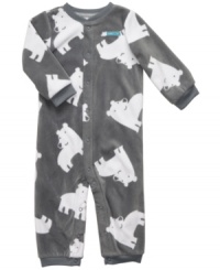 Getting baby dressed is a snap in this super soft dog print microfleece jump suit from Carter's. Getting baby dressed is a snap in this super soft dog print microfleece jump suit from Carter's.