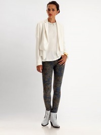 Luxurious and lightweight, this silk-trim blazer finishes the contemporary look with a tiered asymmetrical hem. Notched lapelsLong sleevesTiered asymmetrical front hemInside snap closureAbout 18 from shoulder to hemFully linedBody: TriacetateTrim: SilkDry cleanImportedModel shown is 5'9½ (176cm) wearing US size 4. Luxurious and lightweight, this silk-trim blazer finishes the contemporary look with a tiered asymmetrical hem. Notched lapelsLong sleevesTiered asymmetrical front hemInside snap closureAbout 18 from shoulder to hemFully linedBody: TriacetateTrim: SilkDry cleanImportedModel shown is 5'9½ (176cm) wearing US size 4.