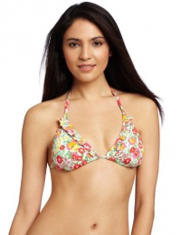 Lilly Pulitzer Women's Boardwalk Ruffles Bikini Top, Resort White Mini Garden By The Sea, Medium Lilly Pulitzer Women's Boardwalk Ruffles Bikini Top, Resort White Mini Garden By The Sea, Medium