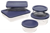 Pyrex Storage 10-Piece Set, Clear with Blue Lids