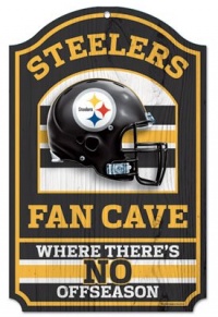 NFL Pittsburgh Steelers 11-by-17 inch Fan Cave No Offseason Wood Sign NFL Pittsburgh Steelers 11-by-17 inch Fan Cave No Offseason Wood Sign