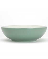 Mix and match these splashes of color for a tabletop with endless possibility! The modern coupe shape and two-tone hues mean this round vegetable bowl will bring life to any décor. Select pieces in your favorite shades to create a customized dinnerware collection.