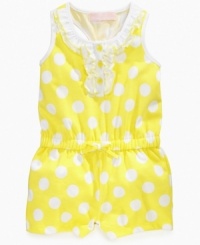 She'll have spot-on sunny style in this darling polka-dot romper from Kids Headquarters. She'll have spot-on sunny style in this darling polka-dot romper from Kids Headquarters.