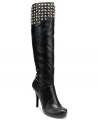Metallic perfection. BCBGeneration's Francis boots feature glittering studs along the top of the shaft, making this dressy pair perfect for painting the town red. Metallic perfection. BCBGeneration's Francis boots feature glittering studs along the top of the shaft, making this dressy pair perfect for painting the town red.