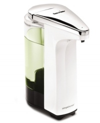 Neat, easy and automatic, this simplehuman soap pump is perfect for compact areas and features a no drip valve and touch free dispenser for a cleaner, more efficient pump. Wide opening makes refills fast and easy while a clear chamber shows soap levels at a glance. Neat, easy and automatic, this simplehuman soap pump is perfect for compact areas and features a no drip valve and touch free dispenser for a cleaner, more efficient pump. Wide opening makes refills fast and easy while a clear chamber shows soap levels at a glance.