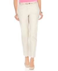Get a smooth, flattering look in these straight-leg pants from Charter Club. The interior tummy panel provides a slimming fit you'll love! Get a smooth, flattering look in these straight-leg pants from Charter Club. The interior tummy panel provides a slimming fit you'll love!