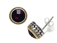 Silver and 18kt Yellow Gold Genuine Garnet Earrings by Effy Collection® Silver and 18kt Yellow Gold Genuine Garnet Earrings by Effy Collection®