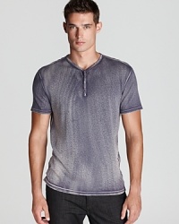 One side has the appearance of velvet, and the other offers a solid alternative. A flexible, masculine henley from John Varvatos USA. One side has the appearance of velvet, and the other offers a solid alternative. A flexible, masculine henley from John Varvatos USA.