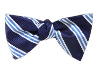 100% Silk Woven Navy Stripe Self-Tie Bow Tie 100% Silk Woven Navy Stripe Self-Tie Bow Tie