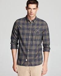 The contrast check detail at the hem and cuff enhance this already cool button-down rendered in soft, comfortable cotton with a classic fit. The contrast check detail at the hem and cuff enhance this already cool button-down rendered in soft, comfortable cotton with a classic fit.