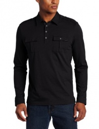 Calvin Klein Sportswear Men's Long Sleeve Snap Polo Liquid Jersey with Woven Trim Calvin Klein Sportswear Men's Long Sleeve Snap Polo Liquid Jersey with Woven Trim