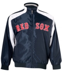 Suit up for the perfect season in this signature Boston Red Sox track jacket from Majestic Apparel. Suit up for the perfect season in this signature Boston Red Sox track jacket from Majestic Apparel.
