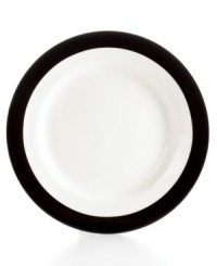 Timeless and ultra-versatile Classic Band combines clean lines in black and white. From Martha Stewart Collection, this simple dinner plate lets you embrace a less-is-more look every day or you can mix and match with the fresh and floral Hudson pattern, also from Martha Stewart Collection. Timeless and ultra-versatile Classic Band combines clean lines in black and white. From Martha Stewart Collection, this simple dinner plate lets you embrace a less-is-more look every day or you can mix and match with the fresh and floral Hudson pattern, also from Martha Stewart Collection.