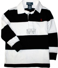 Ralph Lauren Toddler Boy's Long Sleeve Striped Rugby, White/Black, 2/2T Ralph Lauren Toddler Boy's Long Sleeve Striped Rugby, White/Black, 2/2T