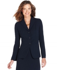 This classically tailored three-button suiting jacket is a go-to favorite for polished office style, by Jones New York. This classically tailored three-button suiting jacket is a go-to favorite for polished office style, by Jones New York.
