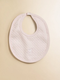 This quilted bib with rocking horse embroidery is the sweetest way to keep baby looking cute and clean.Snaps at back of neckPima cottonMachine washImported This quilted bib with rocking horse embroidery is the sweetest way to keep baby looking cute and clean.Snaps at back of neckPima cottonMachine washImported