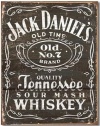 Jack Daniels Whiskey Tin Metal Sign :Woodcut Logo , 12x16
