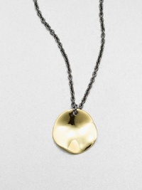 From the Notte Collection. A modern 18k gold disc pendant on a blackened sterling silver link chain. 18k goldBlackened sterling silverLength, about 16-18 adjustablePendant size, about .8Lobster clasp closureImported 