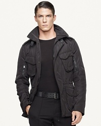 The Escape jacket is skillfully crafted in a slim, contemporary silhouette from water-repellent microfiber for a modern, utilitarian-inspired vibe. The Escape jacket is skillfully crafted in a slim, contemporary silhouette from water-repellent microfiber for a modern, utilitarian-inspired vibe.