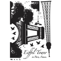 (20x28) Eiffel Tower Silhouette Repositional Wall Decal