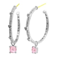 Judith Ripka Cushion-Cut Pink Crystal Drop Hoops