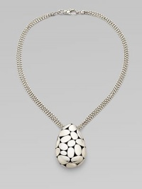 From the Kali Pebble Collection. A dramatically large textured pebble drop of sterling silver suspends from a triple bead chain in this stunning design.Sterling silverChain length, about 18Pendant length, about 2Textured lobster claspMade in Bali From the Kali Pebble Collection. A dramatically large textured pebble drop of sterling silver suspends from a triple bead chain in this stunning design.Sterling silverChain length, about 18Pendant length, about 2Textured lobster claspMade in Bali
