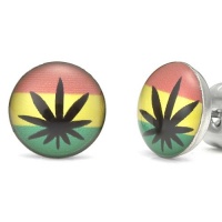 Bob Marley Style Stainless Steel Mens Stud Earrings