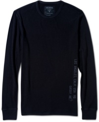 Great for layering or worn solo, this Guess thermal will keep you stylishly warm. Great for layering or worn solo, this Guess thermal will keep you stylishly warm.