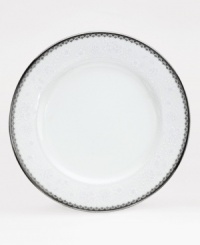 Softly reminiscent of fine English lace, this classic bread and butter plate features tender platinum edging and translucent white floral borders. A tasteful presentation for serving any occasion.
