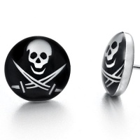 Biker Mens Stainless Steel Pirates Skull Stud Earrings Biker Mens Stainless Steel Pirates Skull Stud Earrings