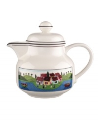 Depicting a cozy lakeside village, the Design Naif teapot recalls a simpler era in premium Villeroy & Boch porcelain. Depicting a cozy lakeside village, the Design Naif teapot recalls a simpler era in premium Villeroy & Boch porcelain.
