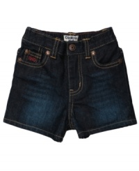 Basic blues give him classic style and all-day comfort in these shorts from Osh Kosh. Basic blues give him classic style and all-day comfort in these shorts from Osh Kosh.