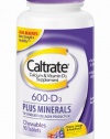 Caltrate 600 Plus D Calcium Supplement Chewable Tablets with Vitamin D and Minerals, Assorted Fruit Flavors, 90-Count Bottles (Pack of 2)