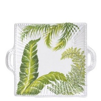 Vietri Painted Palms Square Handled Platter